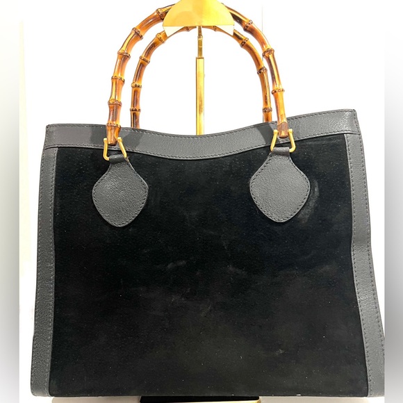 Gucci Handbags - Gucci Diana Bamboo Top Handle Bag in Black Suede